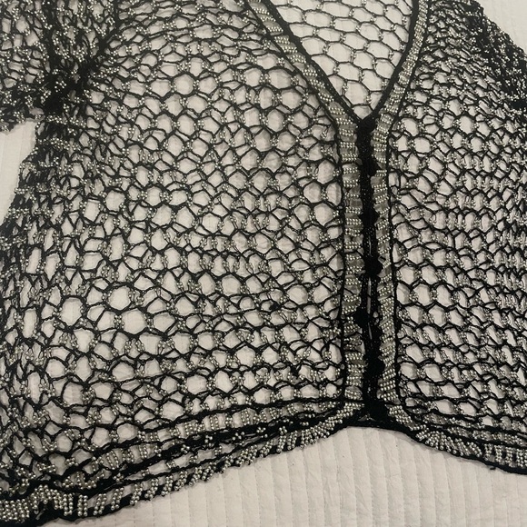 Elegant Black Mesh Women's Handmade Top - Picture 3 of 4